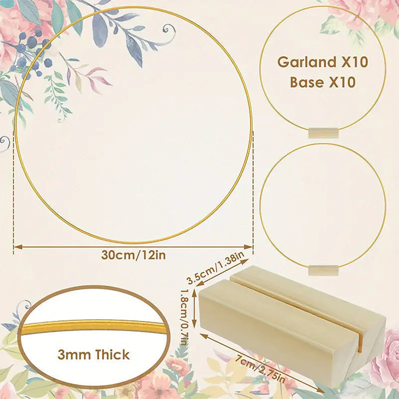 🌸 50% RABATT! ✨ Goldener Deko-Ring – Mit Holzständer & elegant ✨