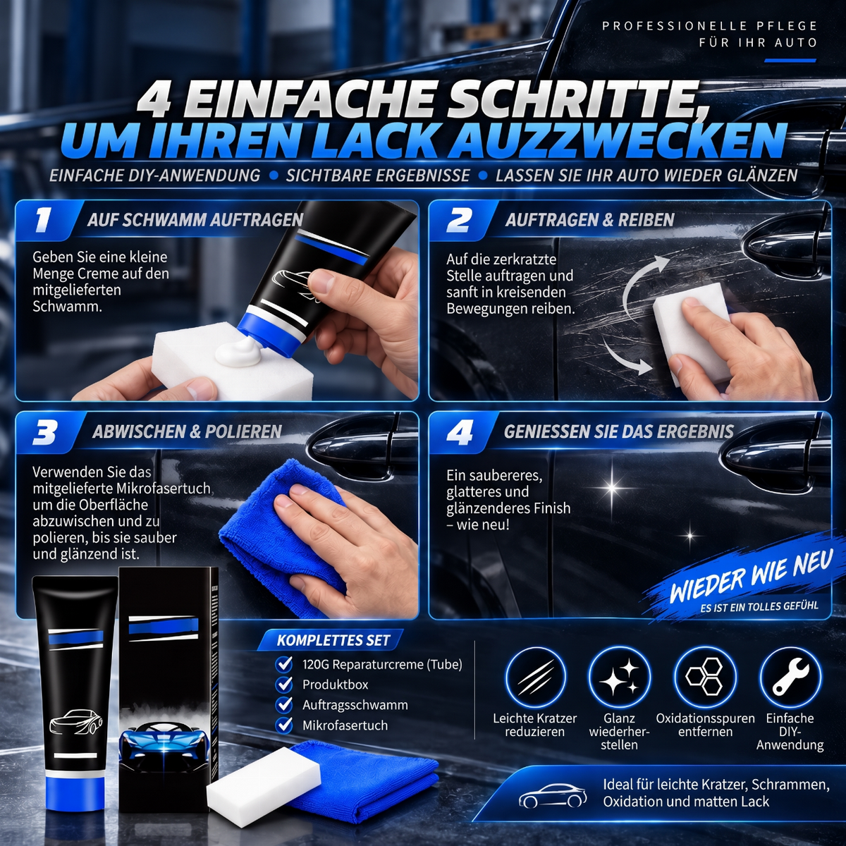 Hochwertiges Autopolitur-Wachs zur Entfernung von Kratzern