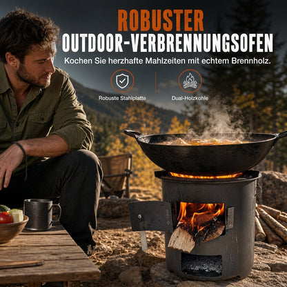🔥 50 % RABATT! ⛺ Multifunktionaler tragbarer Holz- & Holzkohleofen – rostbeständig, Camping, BBQ & Heizung ✨