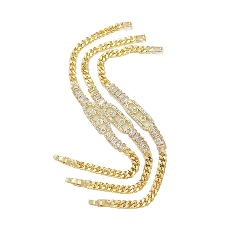 ⏳Begrenzte Zeit 50% Rabatt💥 Damen Armband mit goldfarbener Zirkonia-Kette