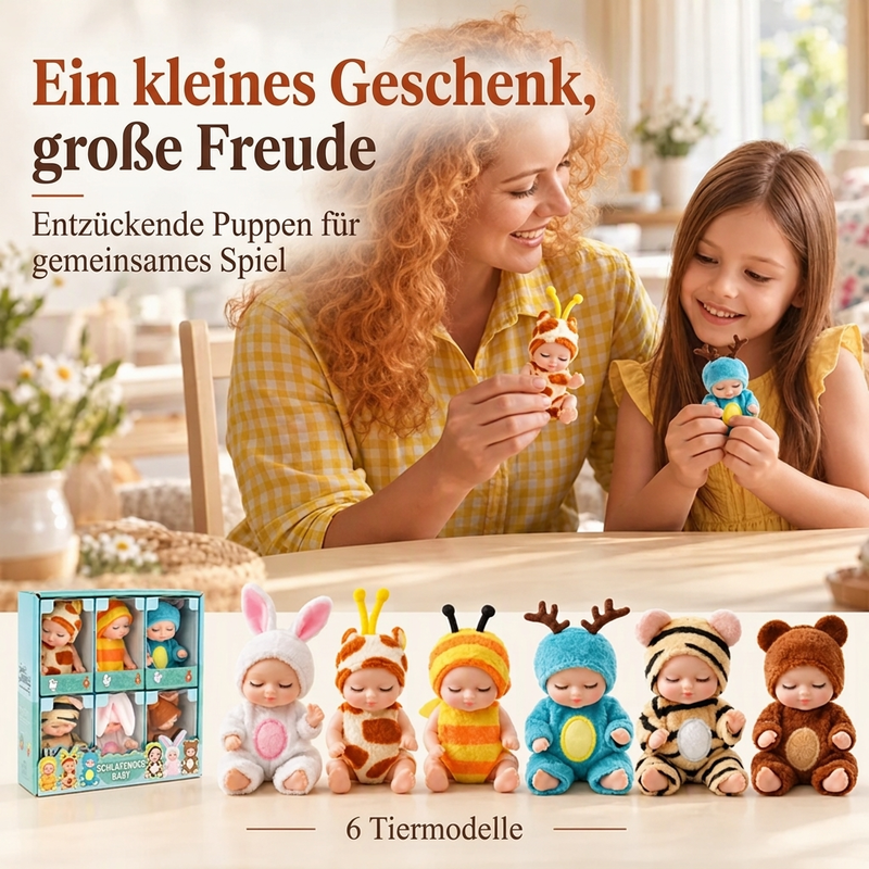 🎁 JETZT 50% RABATT! Mini Reborn-Puppen Set – lebensechte, realistische Winz-Puppen mit niedlichen Tier-Bademantel-Outfits, perfekte Geschenkbox für Kinder