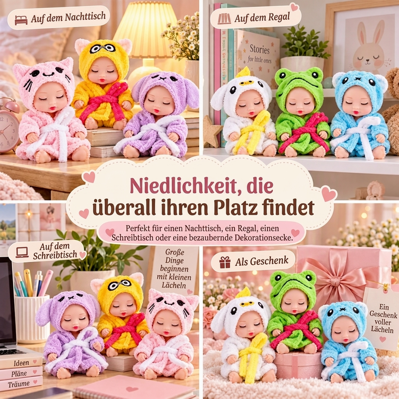 🎁 JETZT 50% RABATT! Mini Reborn-Puppen Set – lebensechte, realistische Winz-Puppen mit niedlichen Tier-Bademantel-Outfits, perfekte Geschenkbox für Kinder