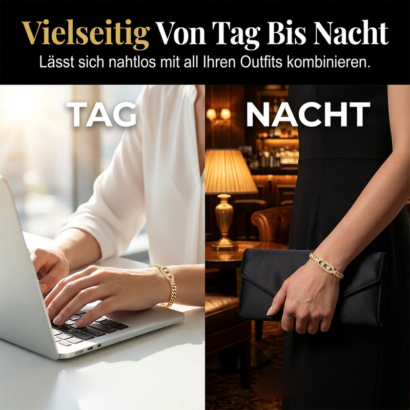 ⏳Begrenzte Zeit 50% Rabatt💥 Damen Armband mit goldfarbener Zirkonia-Kette