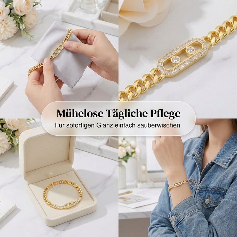 ⏳Begrenzte Zeit 50% Rabatt💥 Damen Armband mit goldfarbener Zirkonia-Kette