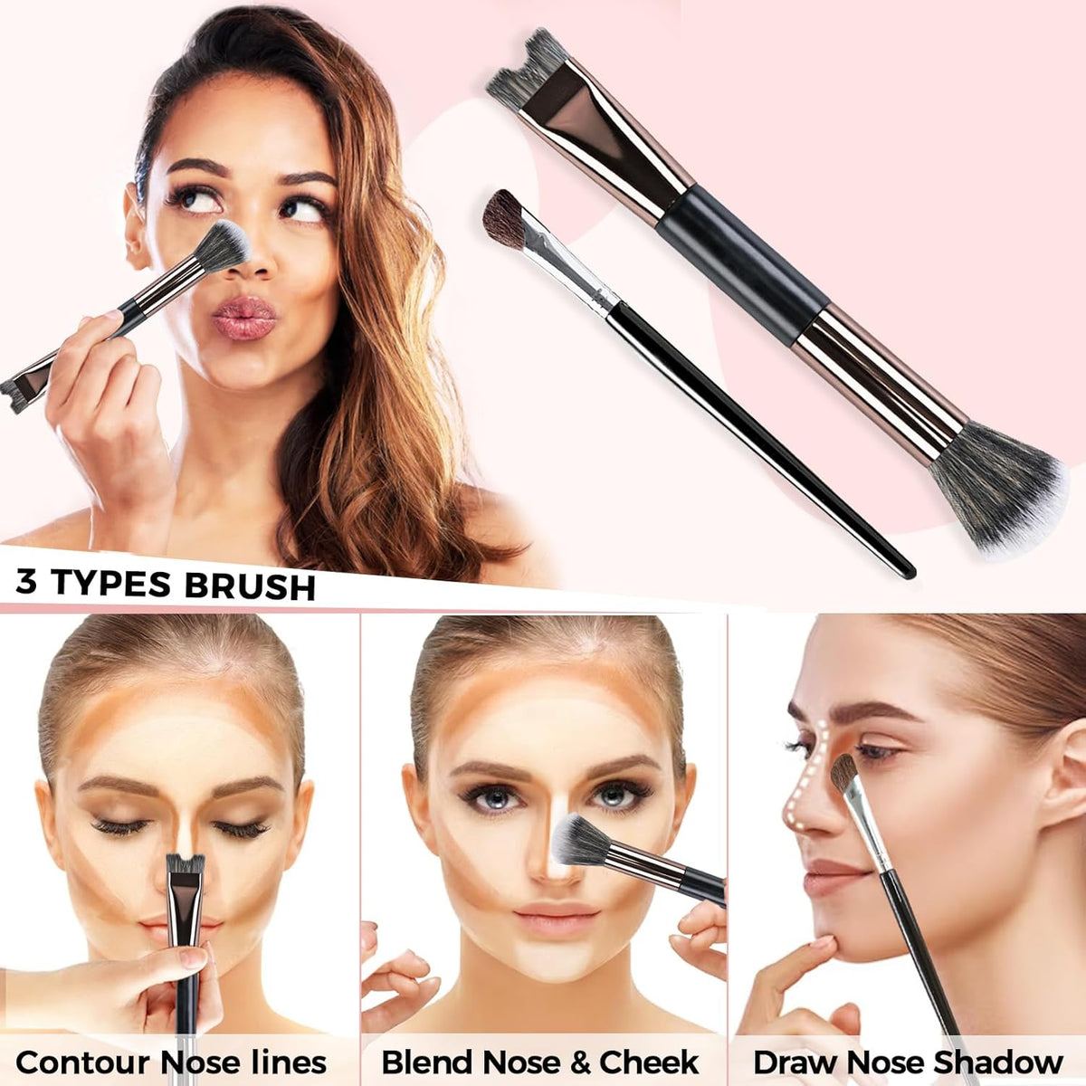 【💥Letztes 3-Stunden-Sonderangebot 💥】2 kaufen, 1 gratis🔥🔥 2-in-1-Pinsel zur Nasenkonturierung