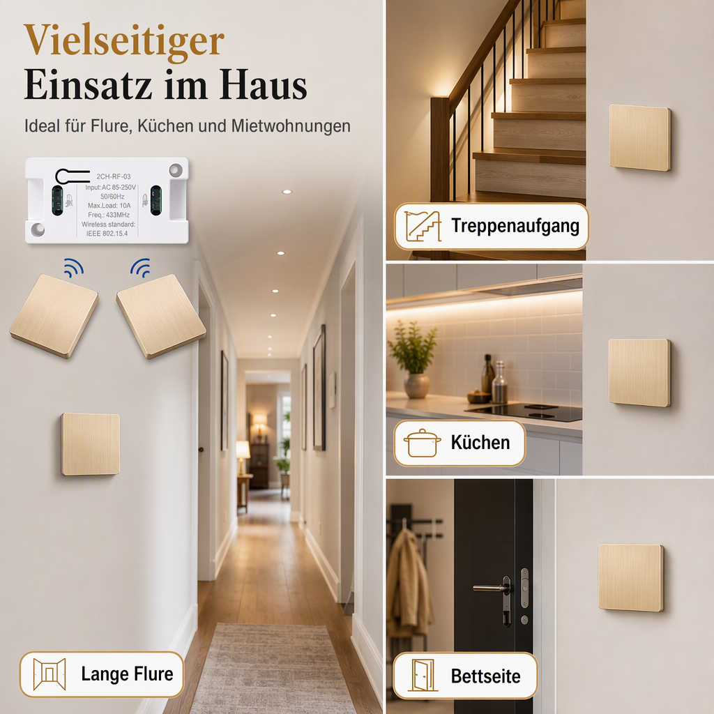 ⏳Zeitlich begrenztes Angebot⏳ 💡 Drahtloser Wandschalter mit Empfänger