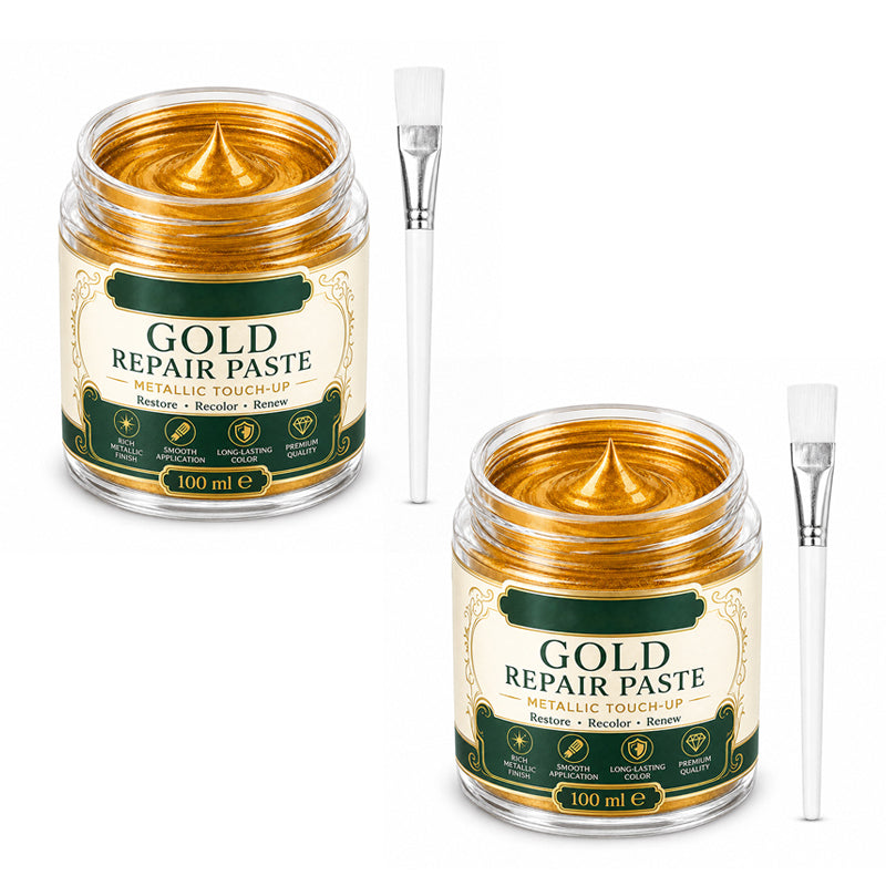 💥 50% sparen! Kratzer & mattes Gold? – Gold-Metallic-Reparaturpaste mit Pinsel – einfach auftragen, auffrischen & wie neu aussehen lassen – ohne Profi-Werkzeug ✨🖌️