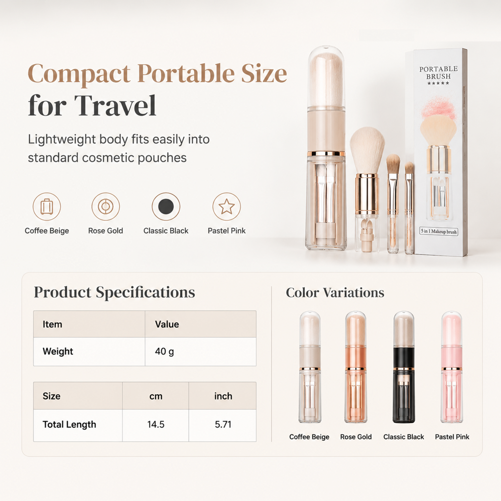 ✨ 50% RABATT! 💄 6-in-1 Make-up-Pinsel – Für Puder, Rouge & Lippen, praktisch zum Mitnehmen 💋