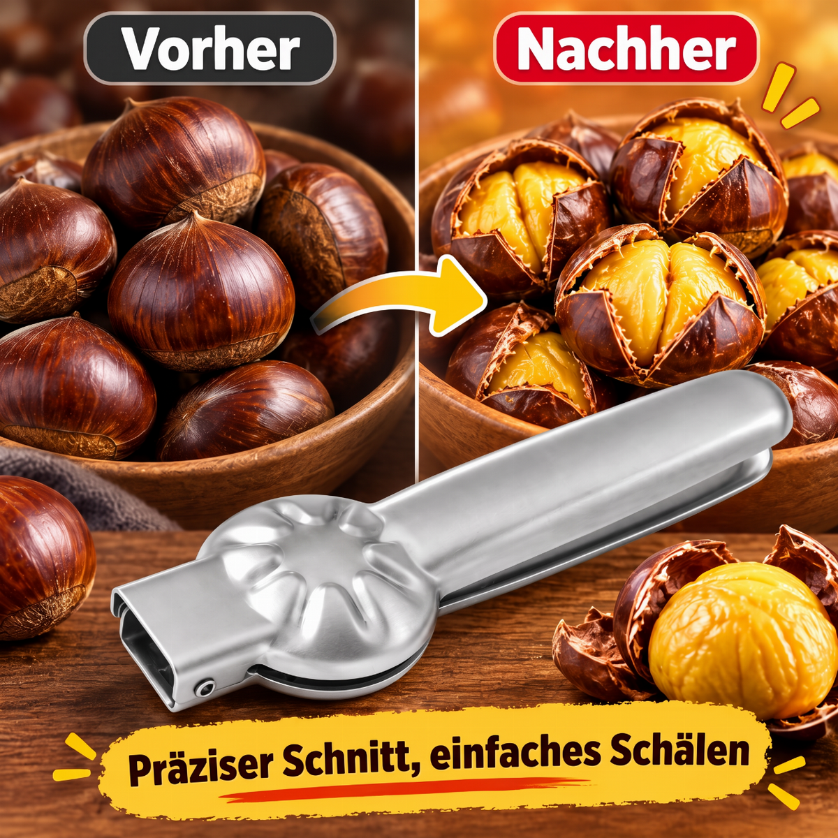 Edelstahl Kastanienöffner