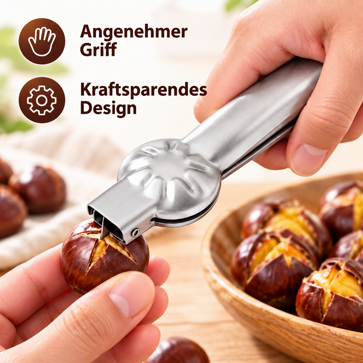 Edelstahl Kastanienöffner