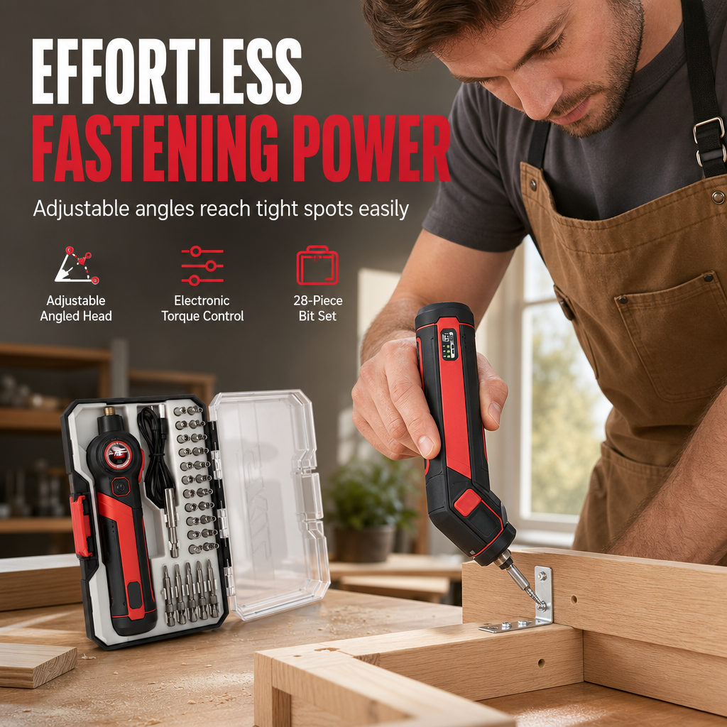 Rechargeable Mini Electric Screwdriver Set with Adjustable Angle Cordless Lithium Battery Power Screwdriver for Home Use 5619