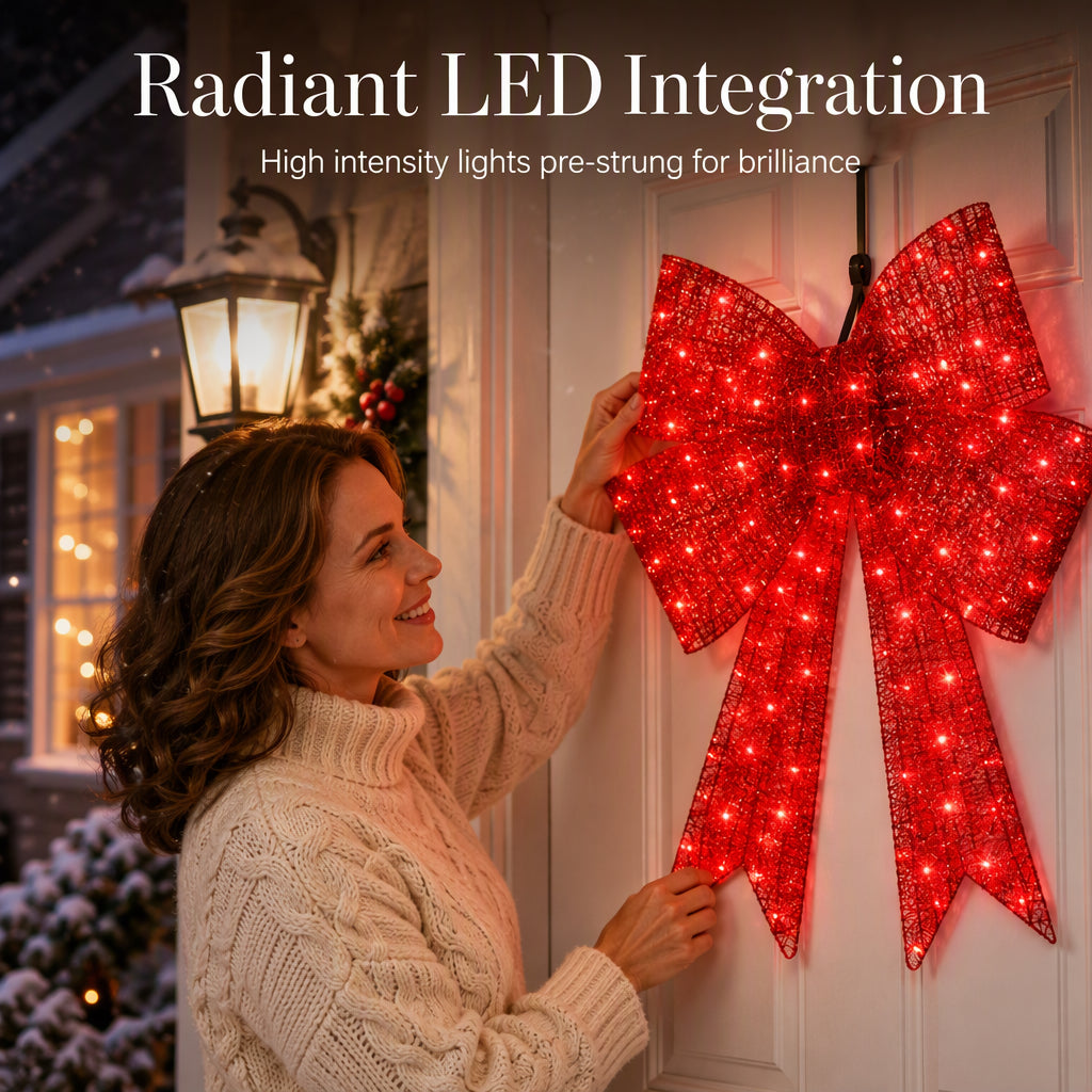 🎄50% RABATT! 🎀 Große LED-Weihnachtsschleife – wetterfest & für Weihnachtsbaum, Fenster, Tür & Garten