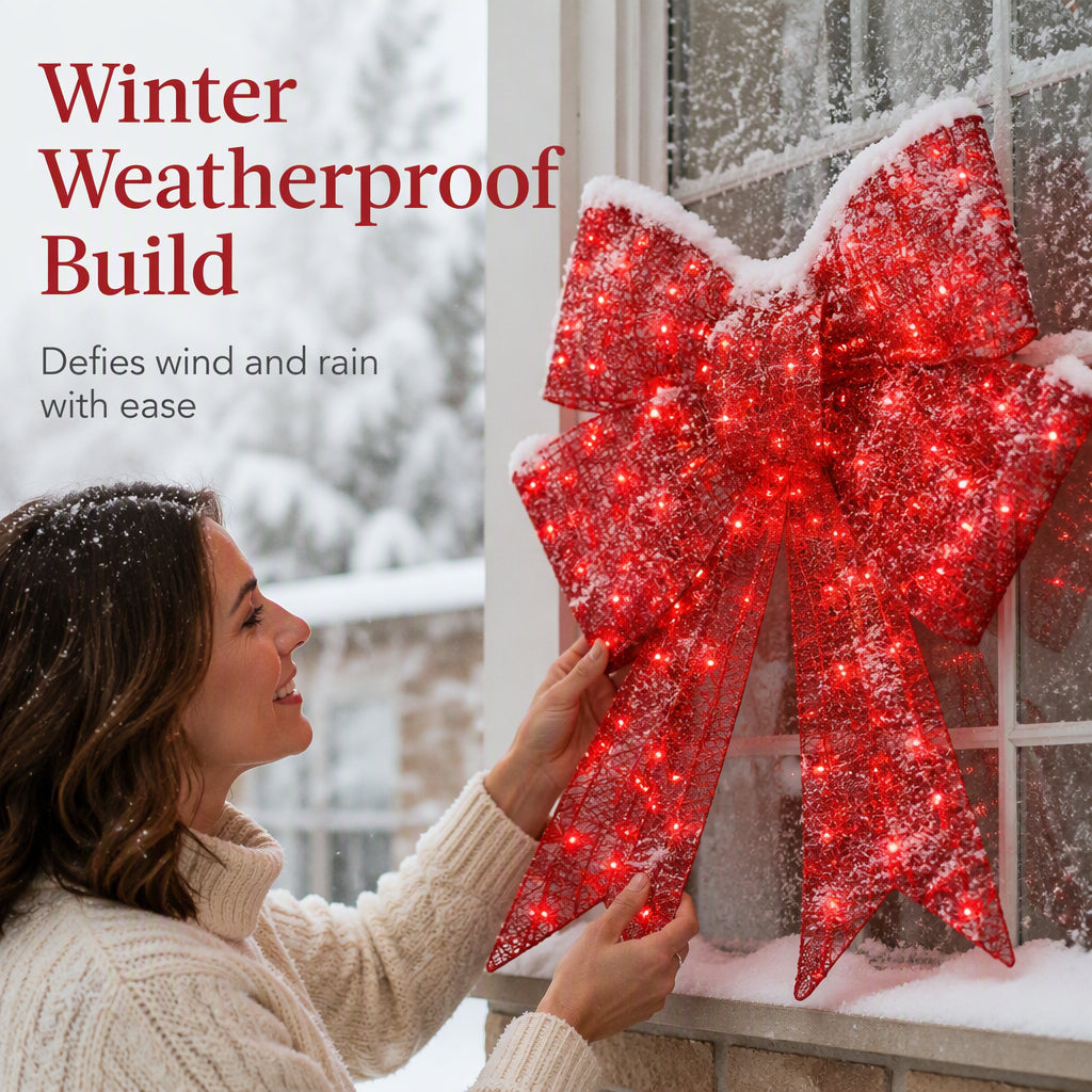 🎄50% RABATT! 🎀 Große LED-Weihnachtsschleife – wetterfest & für Weihnachtsbaum, Fenster, Tür & Garten