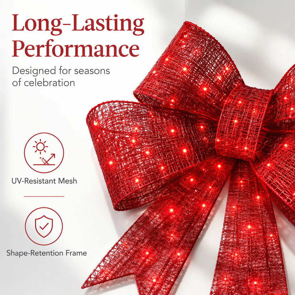 🎄50% RABATT! 🎀 Große LED-Weihnachtsschleife – wetterfest & für Weihnachtsbaum, Fenster, Tür & Garten