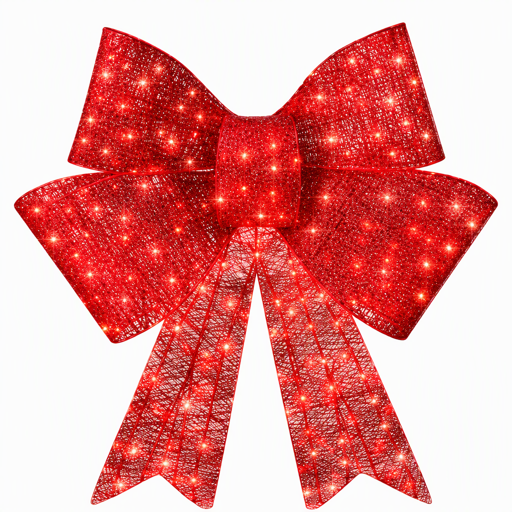 🎄50% RABATT! 🎀 Große LED-Weihnachtsschleife – wetterfest & für Weihnachtsbaum, Fenster, Tür & Garten