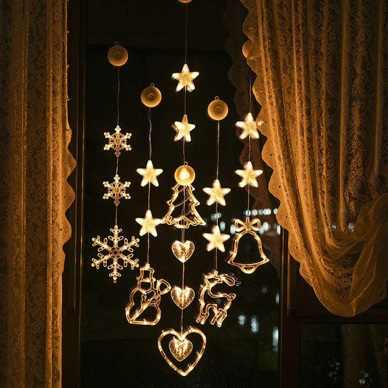 🎄❄️ DIY-Weihnachts-Schneeflocken-LED-Lichter mit Saugnäpfen ✨ | Batteriebetrieben, warmes Licht und mehrfarbig, Fensterlichter mit Saugnäpfen, Weihnachtsdekoration für Zuhause und Partys
