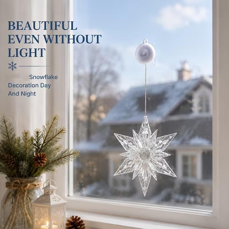🎄❄️ DIY-Weihnachts-Schneeflocken-LED-Lichter mit Saugnäpfen ✨ | Batteriebetrieben, warmes Licht und mehrfarbig, Fensterlichter mit Saugnäpfen, Weihnachtsdekoration für Zuhause und Partys