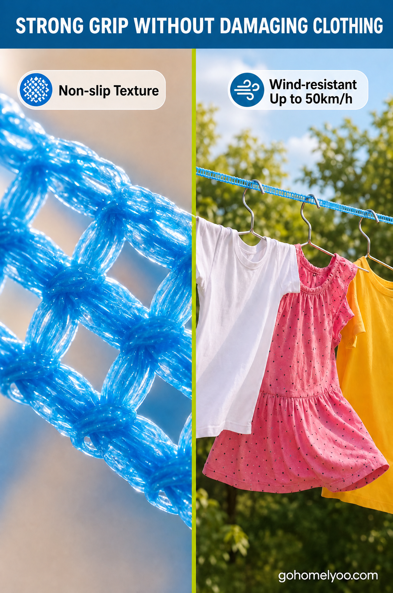 💥 2 zum Preis von 1 🔗 Winddichte, rutschfeste Wäscheleine 👕 Schluss mit dem Wäschechaos bei Wind 🌬️