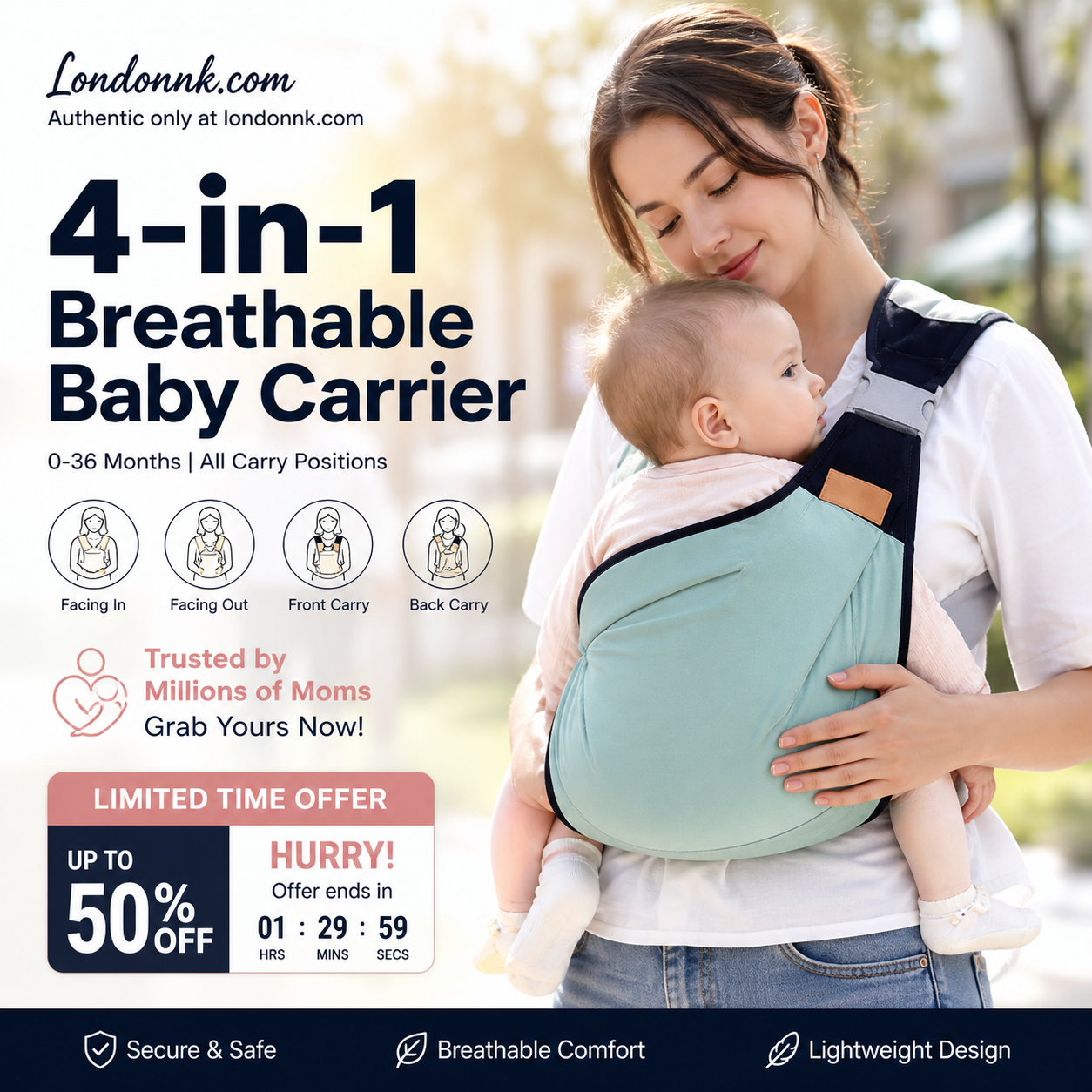 🎉 Sonderangebot 2026 – Über 30.000 verkaufte Exemplare! 👶 Atmungsaktive 4-in-1-Babytrage – 0–36 Monate, vorne/hinten/mit Blick nach innen/außen – Komfort für Eltern und Baby, ohne die Hände zu beanspruchen! ✨