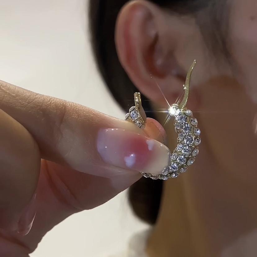 Mini-Creolen-Ohrringe mit Diamanten besetzt