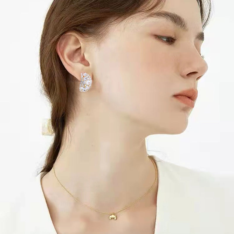 Neue französische Volldiamant-Ohrringe